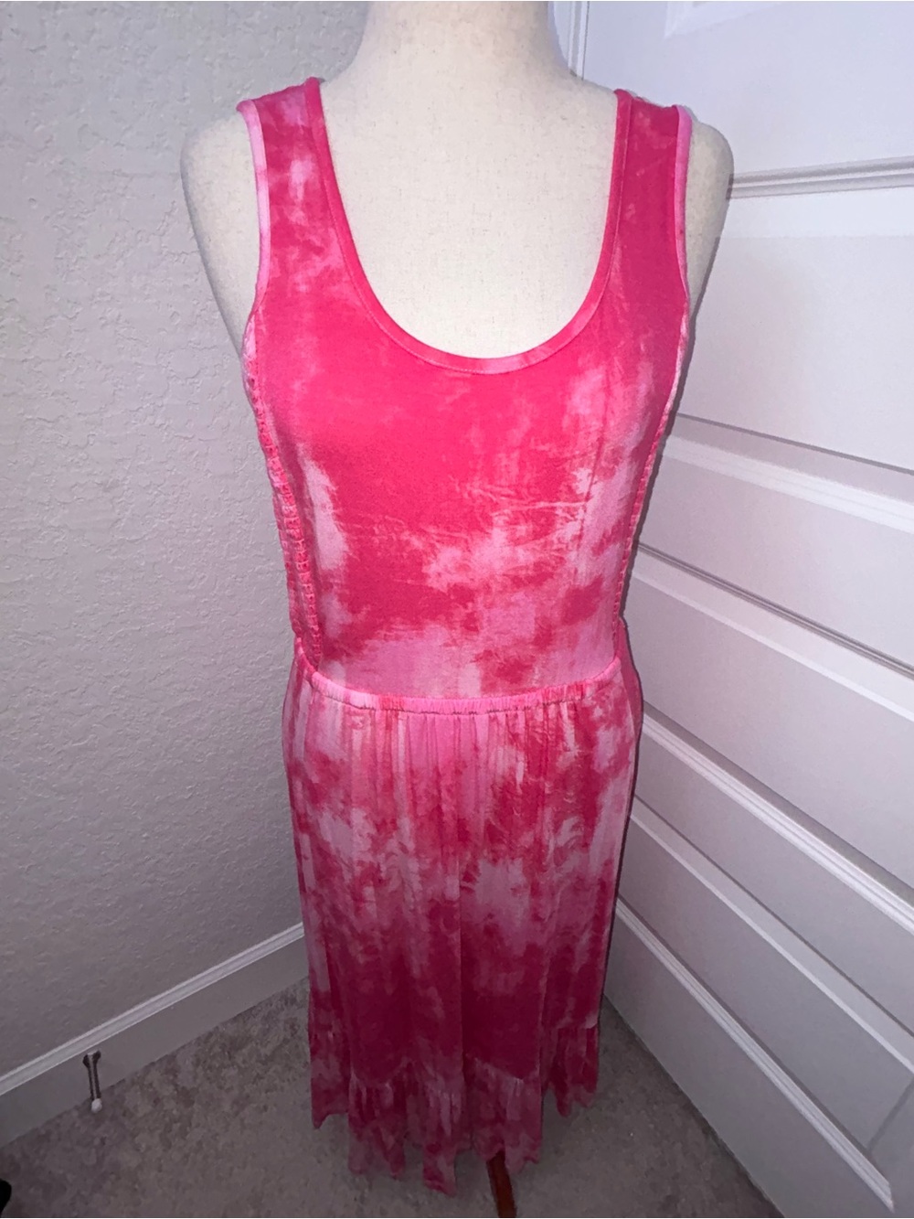 J Jason Wu Tie Dye Sleeveless Ruffle Maxi Dress